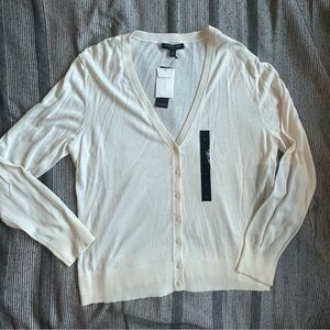 Banana Republic Factory Women's Washed White Cardigan Sweater